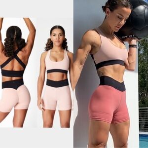 NWT ZENTOA Pink and Black Sports Bra size medium.